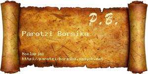 Parotzi Borsika névjegykártya